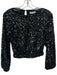 Molly Bracken Size S Black Sequin Balloon Sleeve Crop Long Sleeve Top Black / S