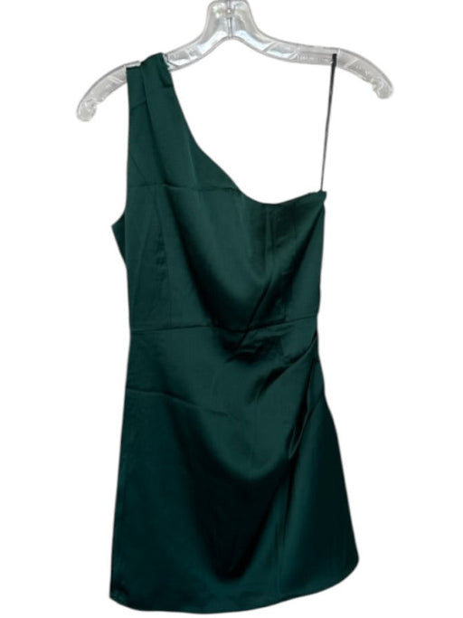 Lulus Size XS Forest Green Polyester & Spandex One Shoulder Side Gather Dress Forest Green / XS