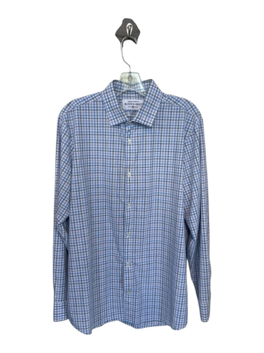 Mizzen + Main Size XL Blue, White & Purple polyester & spandex Plaid Men's Shirt Blue, White & Purple / XL