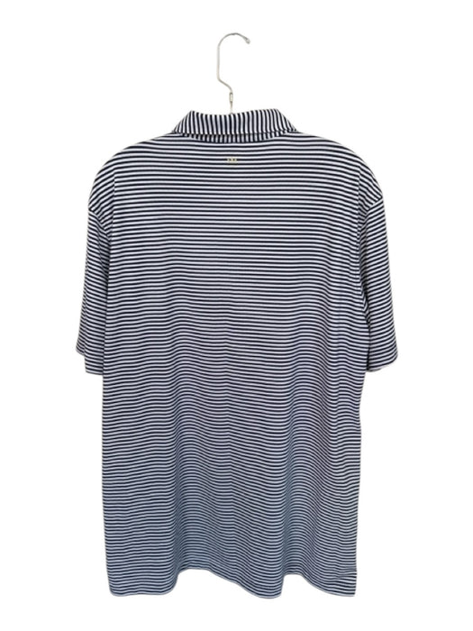 Peter Millar Size XL Navy & White polyester & spandex Stripe Collar Men's Polo Navy & White / XL