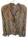 Ramy Brook Size M Tan & black Silk Long Sleeve Animal Print Neck Tie Top Tan & black / M