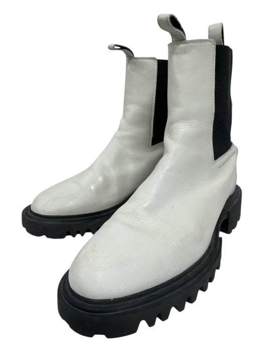 ALLSAINTS Shoe Size 41 Cream & Black Leather Chelsea Low Calf Height Boots Cream & Black / 41