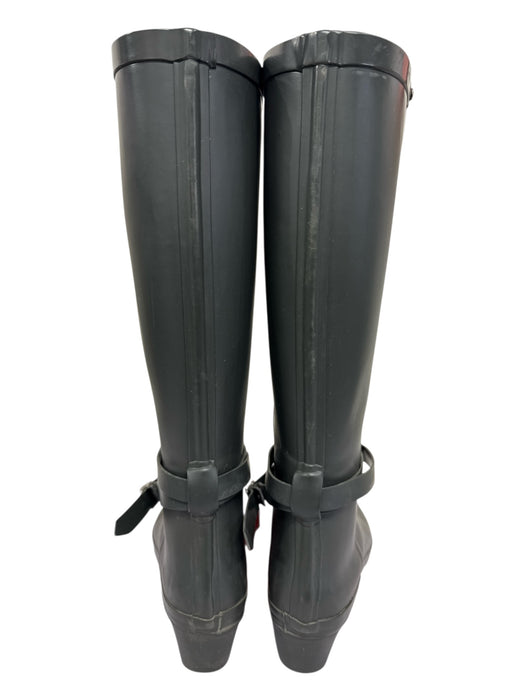 Hunter Shoe Size 10 Charcoal Gray Rubber Kitten Heel Wedge Knee High Boots Charcoal Gray / 10