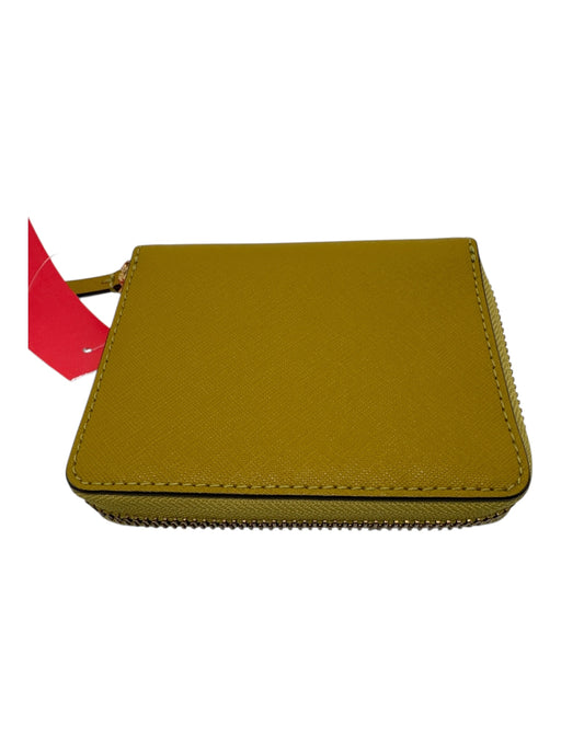 Tory Burch Mustard Yellow Leather Zip Around Bi- Fold Wallets Mustard Yellow