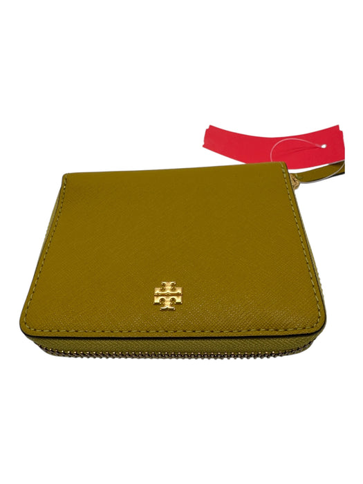 Tory Burch Mustard Yellow Leather Zip Around Bi- Fold Wallets Mustard Yellow