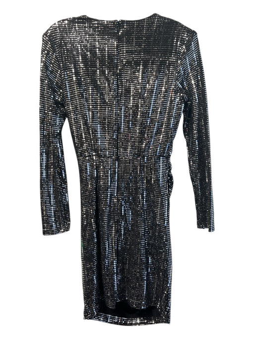 Alexia Admor Size Est S Black & Silver Nylon Blend Sequin Crew Neck Dress Black & Silver / Est S