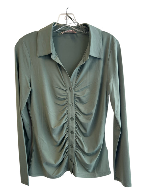 Philosophy Size M Sage green Polyester Collared Button Down Long Sleeve Top Sage green / M