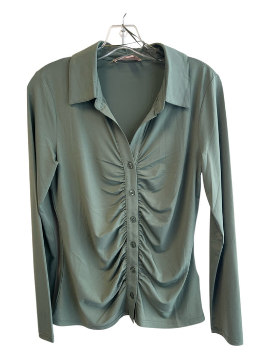 Philosophy Size M Sage green Polyester Collared Button Down Long Sleeve Top Sage green / M