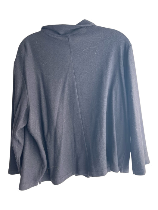 Eileen Fisher Size XL Black Wool Long Sleeve Button Front Wide Sleeves Top Black / XL