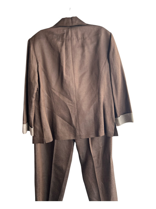 Dana Buchman Size 14 Brown Silicone Long Sleeve Button Front Pant Set Brown / 14