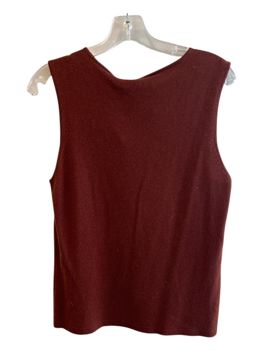 MAG Size L Brown Cashmere Sleeveless Scoop Neck Bead Detail Knit Top Brown / L