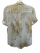 Equipment Femme Size S Cream & Gold Silk Short Sleeve Metallic Thread Blouse Top Cream & Gold / S