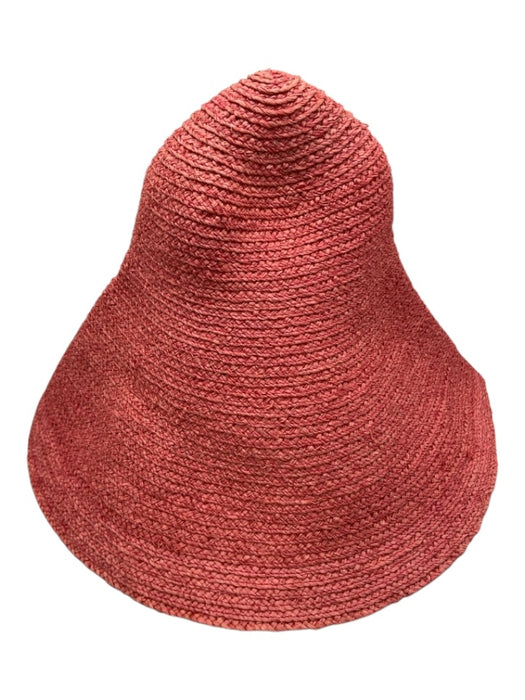 Jacquemus Coral Pink Raffia Wide Brim Packable Beach Sun Hat Coral Pink / One Size