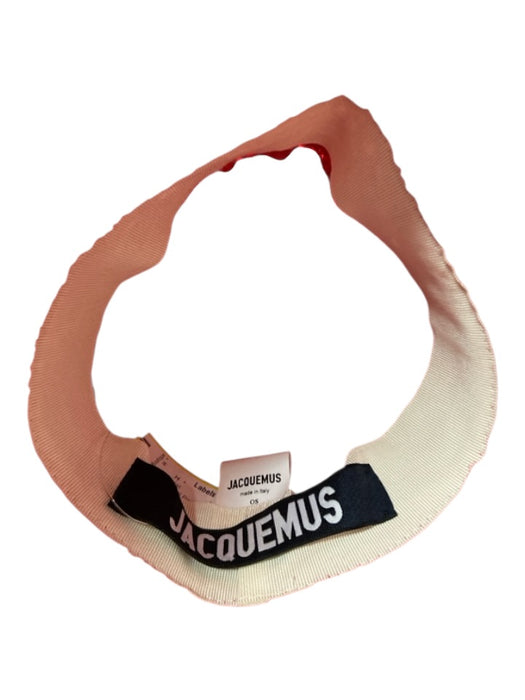 Jacquemus Coral Pink Raffia Wide Brim Packable Beach Sun Hat Coral Pink / One Size