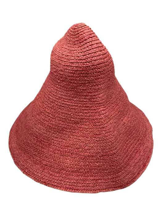 Jacquemus Coral Pink Raffia Wide Brim Packable Beach Sun Hat Coral Pink / One Size