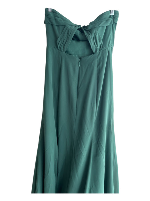 Azazie Size 8 Green Polyester Halter Neck Open Back Front Slit Full Length Gown Green / 8