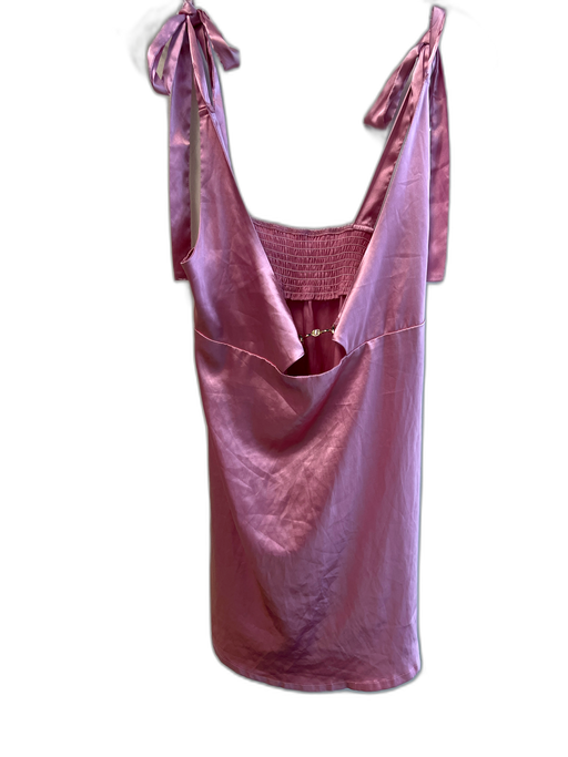 No Brand Size Large Pink Polyester Tie Strap V Neck Sleeveless Dress Pink / Large