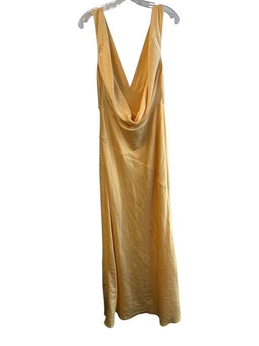 Meshki Size Large Yellow Polyester Sleeveless V Neck Cowl Back Side Zip Gown Yellow / Large