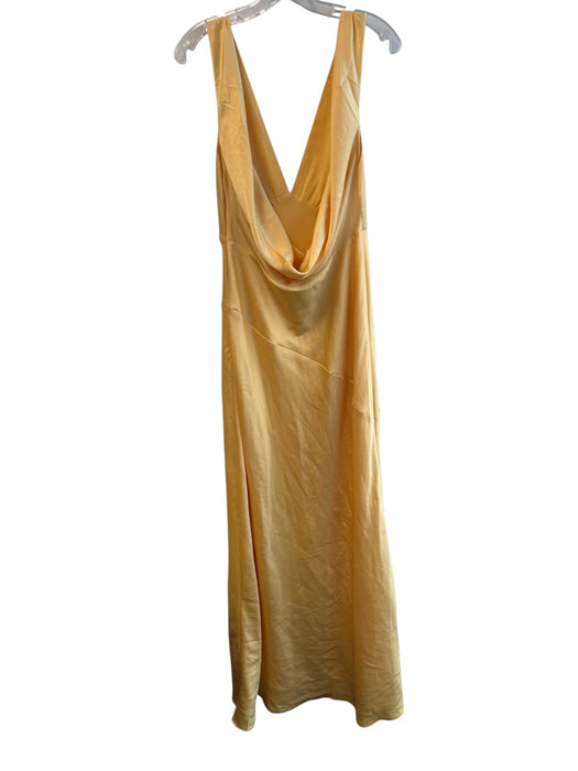 Meshki Size Large Yellow Polyester Sleeveless V Neck Cowl Back Side Zip Gown Yellow / Large