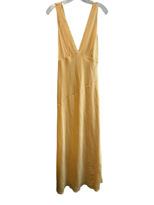 Meshki Size Large Yellow Polyester Sleeveless V Neck Cowl Back Side Zip Gown Yellow / Large
