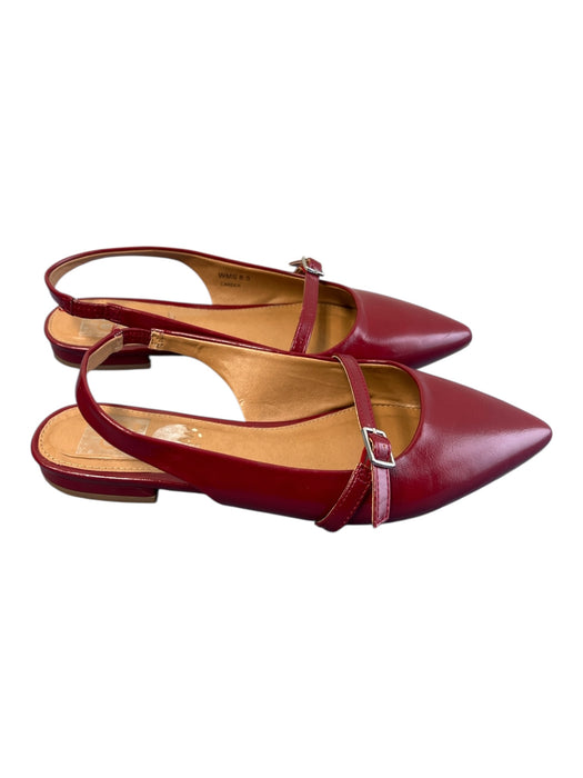 Dolce Vita Shoe Size 8.5 Red Leather Pointed Toe Top Strap Slingback Flat Shoes Red / 8.5