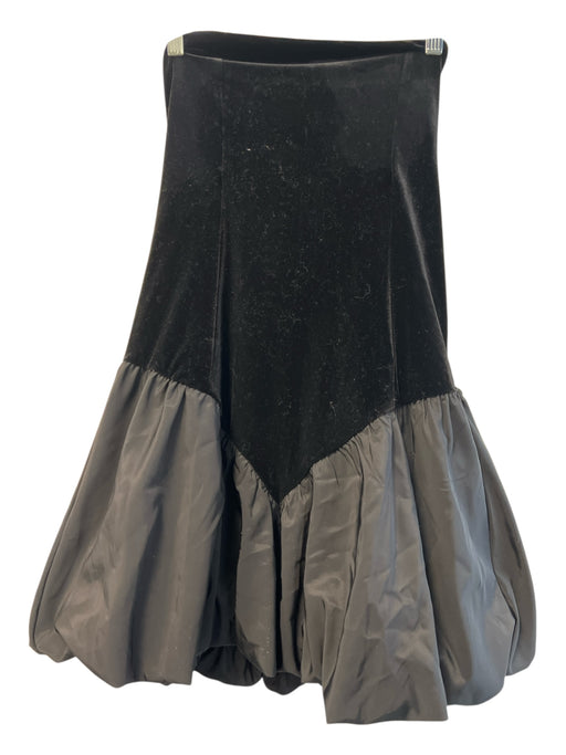 Bershka Size L Black Polyester Velvet Side Zip Strapless Bubble Sleeve Dress Black / L