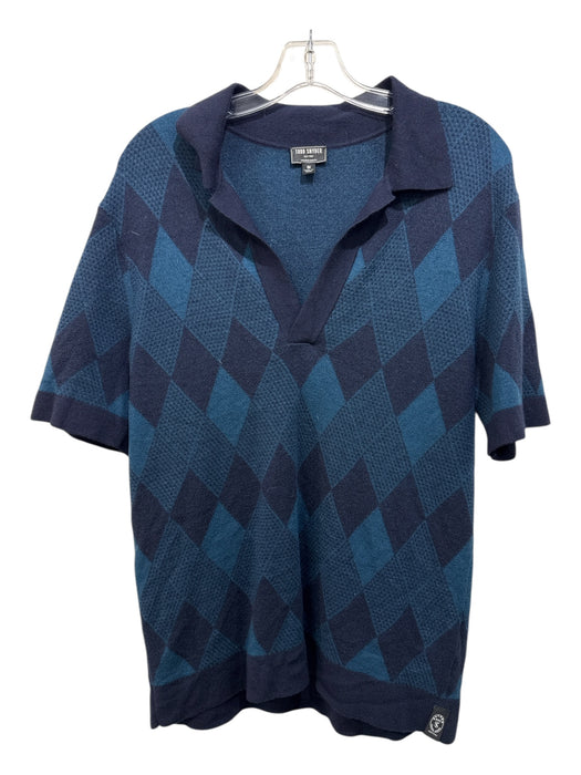 Todd Snyder Size M Blue & Green Merino Wool Argyle Men's Short Sleeve Blue & Green / M