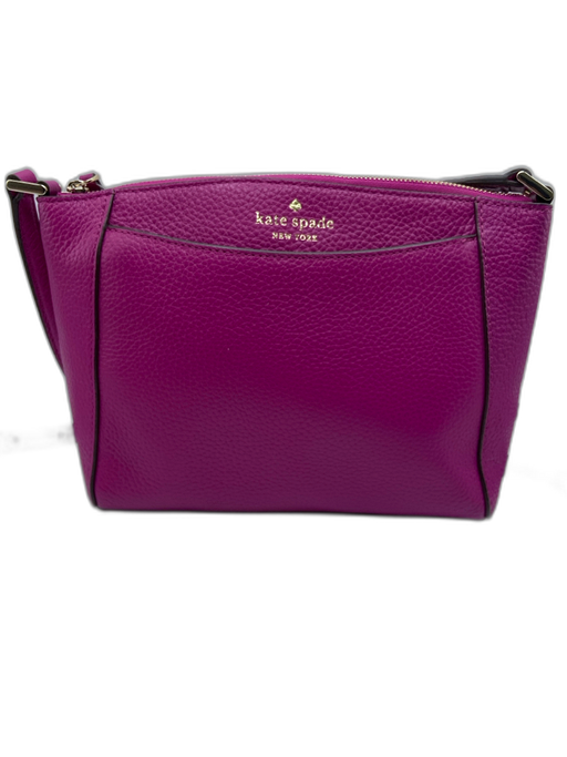 Kate Spade Fuchsia Pink Pebbled Leather Zip Top pocket Crossbody Bag Fuchsia Pink / Small