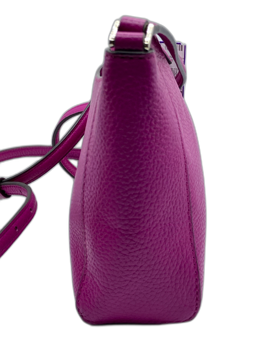 Kate Spade Fuchsia Pink Pebbled Leather Zip Top pocket Crossbody Bag Fuchsia Pink / Small