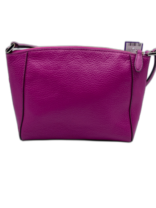Kate Spade Fuchsia Pink Pebbled Leather Zip Top pocket Crossbody Bag Fuchsia Pink / Small