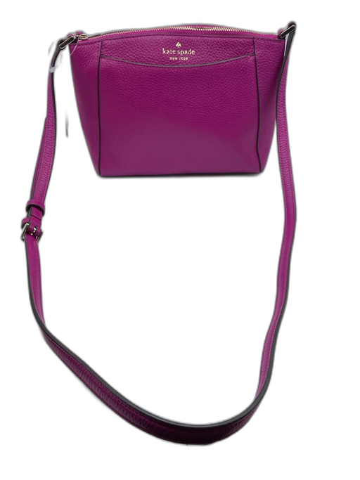 Kate Spade Fuchsia Pink Pebbled Leather Zip Top pocket Crossbody Bag Fuchsia Pink / Small
