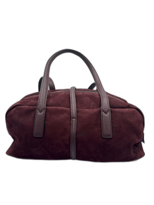 MZ Wallace Burgundy Brown Nubuck Leather Satchel Crossbody Strap Shoulder Bag Burgundy Brown / Medium