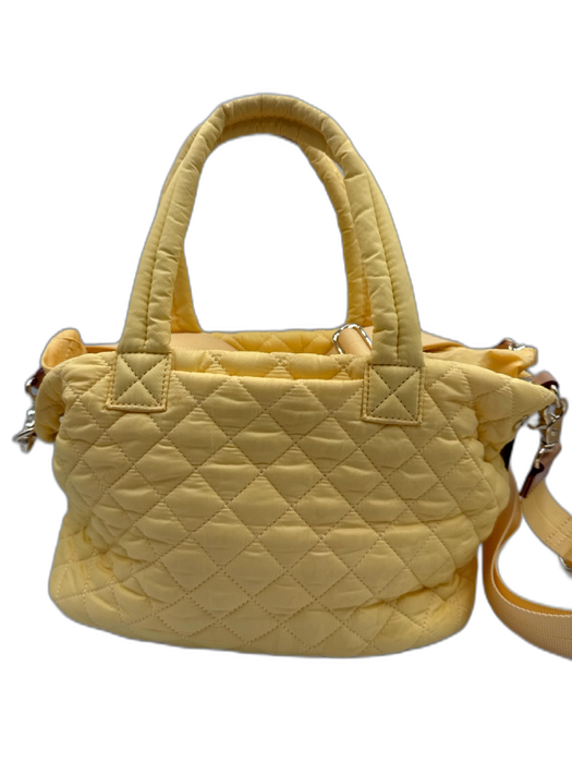 MZ Wallace Butter Yellow Nylon Quilted Top Handle Zip Crossbody Strap Bag Butter Yellow / S