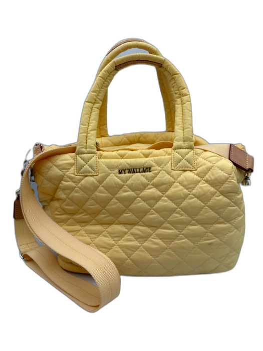 MZ Wallace Butter Yellow Nylon Quilted Top Handle Zip Crossbody Strap Bag Butter Yellow / S