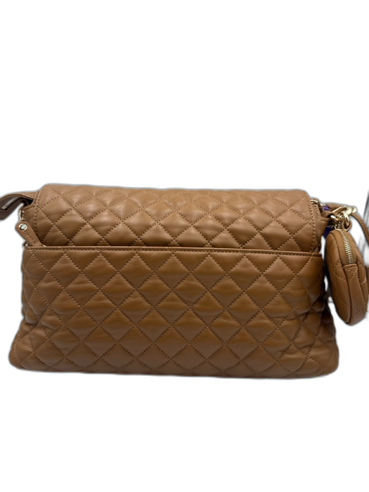 MZ Wallace Brown Nylon & Acetate Quilted Top Handle Zip Close Bag Brown / Medium