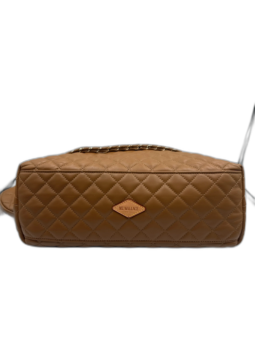 MZ Wallace Brown Nylon & Acetate Quilted Top Handle Zip Close Bag Brown / Medium