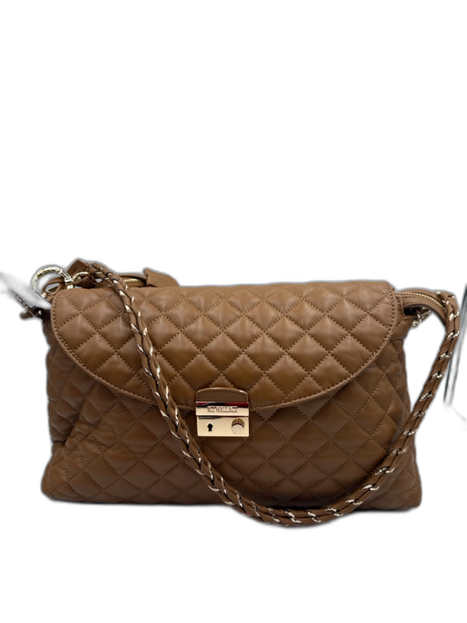 MZ Wallace Brown Nylon & Acetate Quilted Top Handle Zip Close Bag Brown / Medium