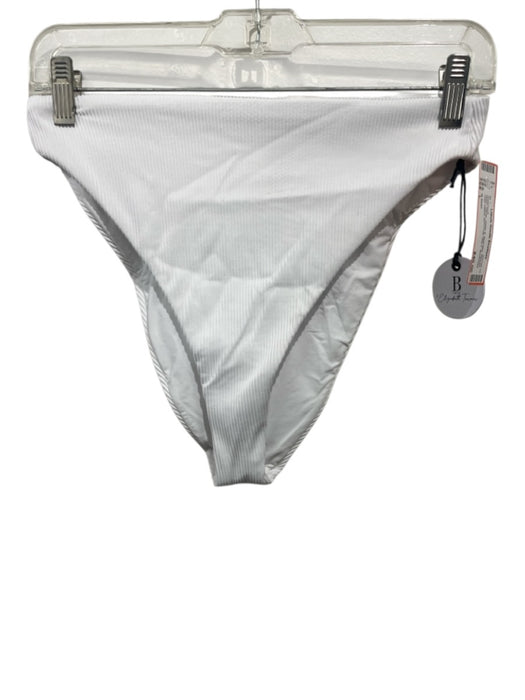 B Swim Size L White Nylon & Spandex Ribbed High Waist BOTTOM ONLY Swimsuit White / L