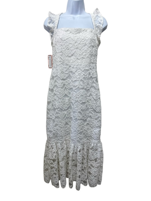 Likely Size 8 White Polyester Crochet Midi Lace Overlay Sleeveless Dress White / 8