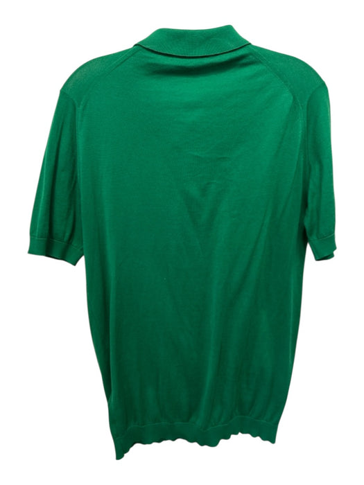 John Smedley Size M Green Cotton Solid Polo Men's Short Sleeve Green / M