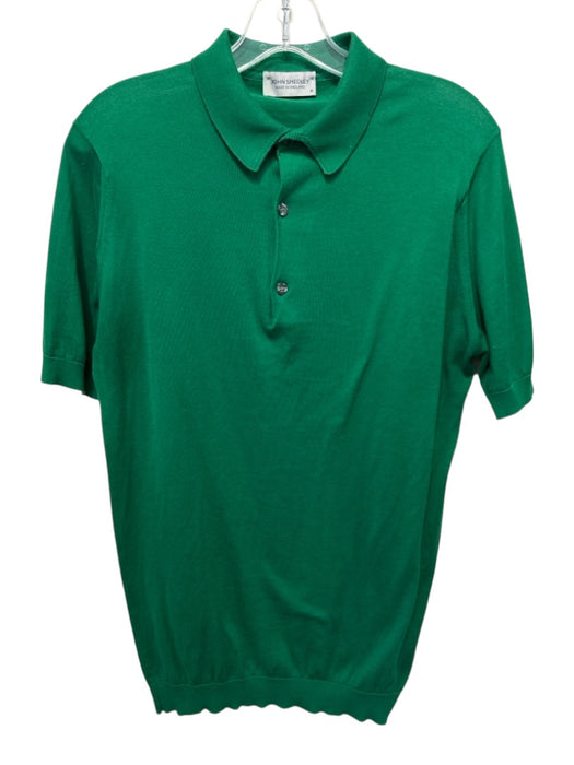 John Smedley Size M Green Cotton Solid Polo Men's Short Sleeve Green / M