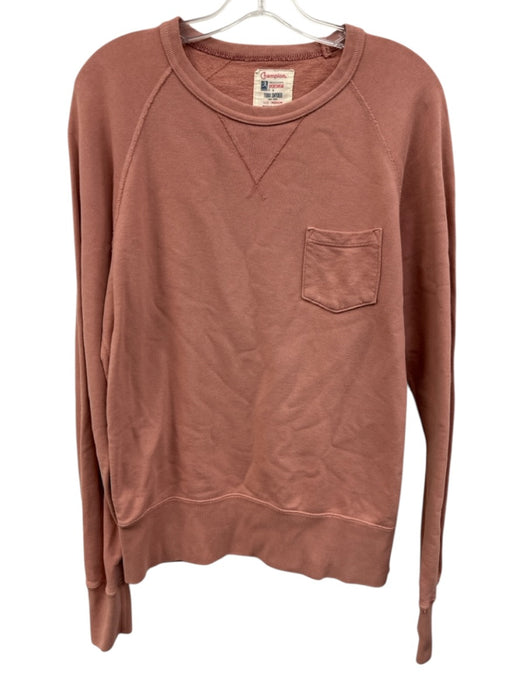 Champion Size M Pink Cotton Blend Solid Sweatshirt Crew Men's Long Sleeve Shirt Pink / M