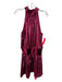 Ramy Brook Size M Burgundy Red Polyester Velvet Smocked Waist high neck Dress Burgundy Red / M