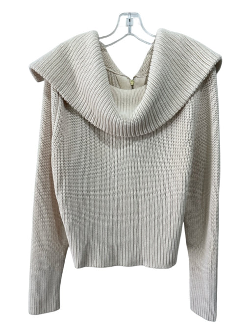 Varley Size S Cream Cotton foldover collar Half Zip Sweater Cream / S