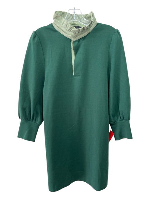Pomander Place Size S Green Cotton Blend Contrast Collar Ruffle Trim Dress Green / S