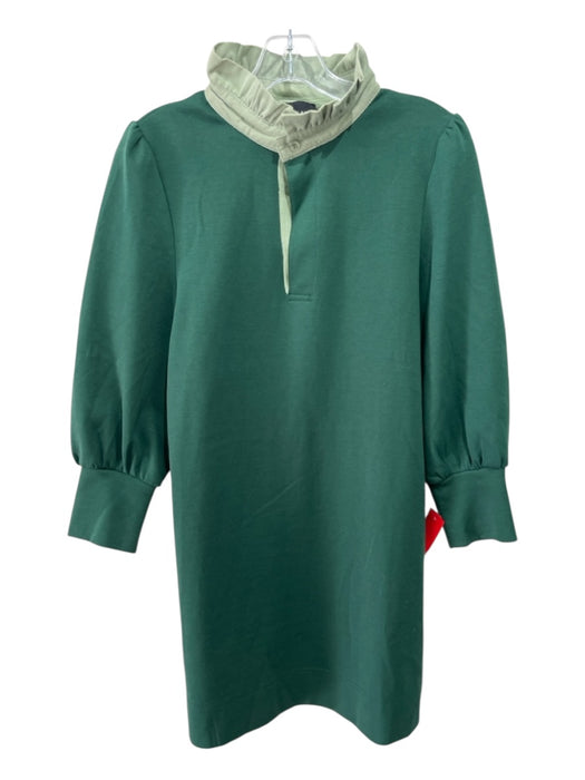 Pomander Place Size S Green Cotton Blend Contrast Collar Ruffle Trim Dress Green / S