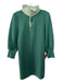 Pomander Place Size S Green Cotton Blend Contrast Collar Ruffle Trim Dress Green / S