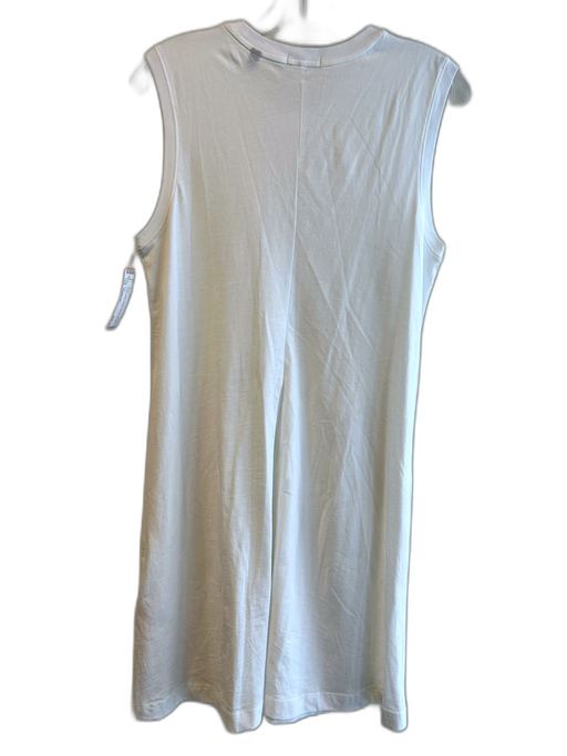 ATM Size Medium White Cotton Sleeveless Round Neck Ruched Front A line Dress White / Medium