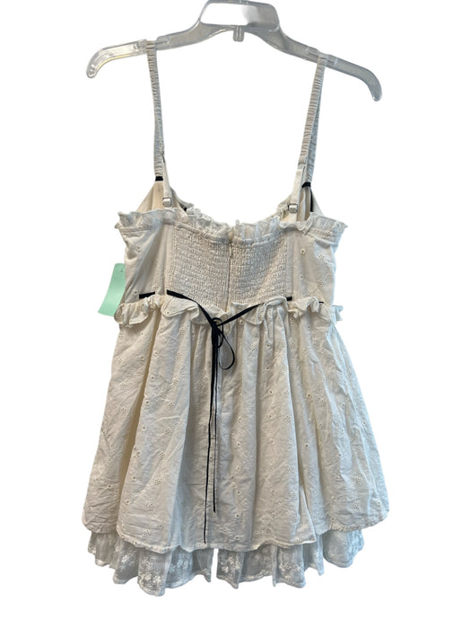 For Love & Lemons Size Large Cream Cotton Button Down Spaghetti Strap Lace Dress Cream / Large
