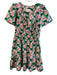 By Anthropologie Size Medium Green & Multi Cotton Floral V Neck Mini Dress Green & Multi / Medium